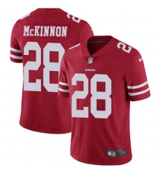 Nike 49ers #28 Jerick McKinnon Red Team Color Youth Stitched NFL Vapor Untouchable Limited Jersey