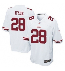 Youth NEW 49ers #28 Carlos Hyde White Stitched NFL Elite Jersey