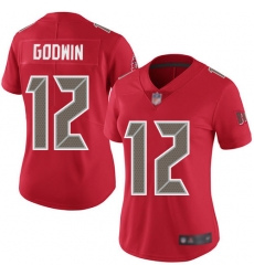 Women Buccaneers 12 Chris Godwin Red Stitched Football Limited Rush Jersey