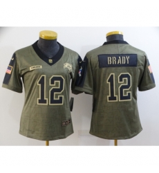 Women's Tampa Bay Buccaneers #12 Tom Brady Nike Olive 2021 Salute To Service Limited Player Jersey