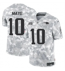 Men New England Patriots 10 Drake Maye 2024 F U S E Arctic Camo Salute To Service Limited Stitched Jersey