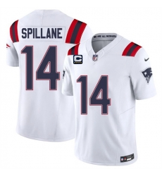 Men New England Patriots  14 Robert Spillane White 2026 F U S E  4 Star C Pach Vapor Limited Stitched Football Jersey