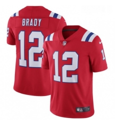 Mens Nike New England Patriots 12 Tom Brady Red Alternate Vapor Untouchable Limited Player NFL Jersey