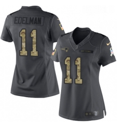 Womens Nike New England Patriots 11 Julian Edelman Limited Black 2016 Salute to Service NFL Jersey