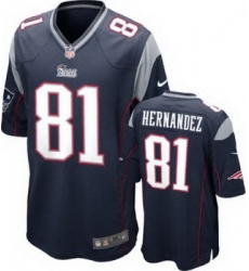 Youth Nike New England Patriots 81# Aaron Hernandez Game Navy Blue Jerseys