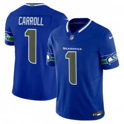 Men Seattle Seahawks  1 Pete Carroll Royal 2025 F U S E   Rivalries  Vapor Untouchable Limited Stitched Football Jersey