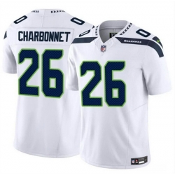 Men Seattle Seahawks 26 Zach Charbonnet White 2024 F U S E Vapor Limited Stitched Football Jersey