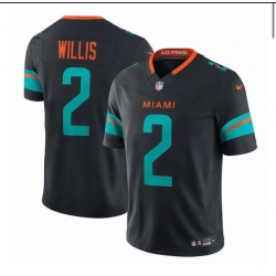 Men Miami Dolphins 2 Malik Willis Black 2025 F U S E Rivalries Vapor Limited Stitched Football Jersey