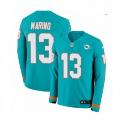 Mens Nike Miami Dolphins 13 Dan Marino Limited Aqua Therma Long Sleeve NFL Jersey