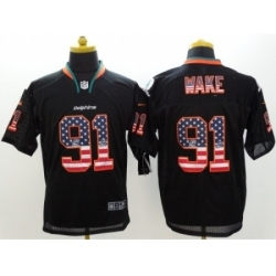 Nike Miami Dolphins 91 Cameron Wake Black Elite USA Flag Fashion NFL Jersey