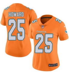 Nike Dolphins 25 Xavien Howard Orange Womens Stitched NFL Limited Rush Jersey