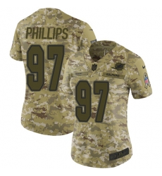 Nike Dolphins #97 Jordan Phillips Camo Women Stitched NFL Limited 2018 Salute to Service Jersey