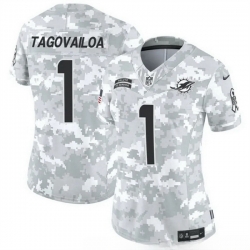 Women Miami Dolphins 1 Tua Tagovailoa 2024 F U S E Arctic Camo Salute To Service Limited Stitched Football Jersey