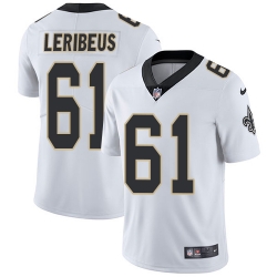 Limited Nike White Mens Josh LeRibeus Road Jersey NFL 61 New Orleans Saints Vapor Untouchable