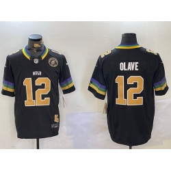 Men New Orleans Saints 12 Chris Olave Black 2024 F U S E Vapor Limited Stitched Jersey 3