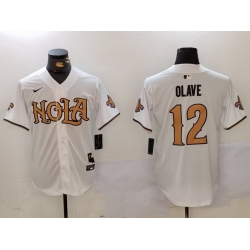 Men New Orleans Saints 12 Chris Olave White Cool Base Stitched Baseball Jersey