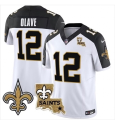 Men New Orleans Saints 12 Chris Olave White F U S E  With Patch Vapor Stitched Jersey