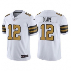 Men New Orleans Saints 12 Chris Olave White Vapor Limited Stitched Jersey