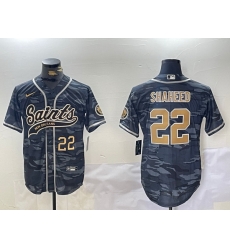 Men New Orleans Saints 22 Rashid Shaheed Grey Camo With Patch Cool Base Stitched Baseball Jersey 1