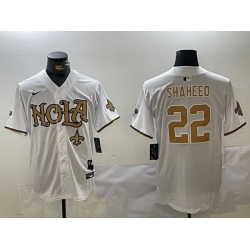 Men New Orleans Saints 22 Rashid Shaheed White Cool Base Stitched Baseball Jersey 2