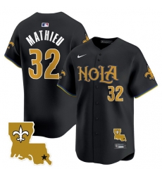 Men New Orleans Saints 32 Tyrann Mathieu Black Cool Base Stitched Baseball Jersey