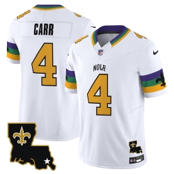 Men New Orleans Saints 4 Derek Carr White 2024 F U S E  Vapor Limited Stitched Jersey