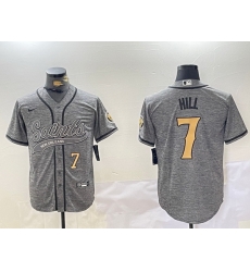 Men New Orleans Saints 7 Taysom Hill Grey With Patch Cool Base Stitched Baseball Jersey 1