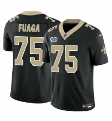 Men New Orleans Saints 75 Taliese Fuaga Black 2024 With Dradt Patch F U S E Vapor Limited Stitched Football Jersey