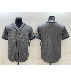 Men New Orleans Saints Blank Grey With Patch Cool Base Stitched Baseball Jersey