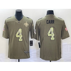 Men's New Orleans Saints #4 Derek Carr Olive With Camo 2017 Salute To Service Stitched NFL Nike Limited Jersey