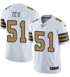 Mens Nike New Orleans Saints 51 Manti Teo  White Rush NFL Jersey