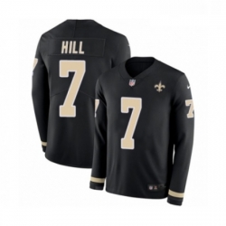 Mens Nike New Orleans Saints 7 Taysom Hill Limited Black Therma Long Sleeve NFL Jersey