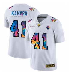 New Orleans Saints 41 Alvin Kamara Men White Nike Multi Color 2020 NFL Crucial Catch Limited NFL Jersey