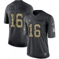 Nike Saints #16 Brandon Coleman Black Mens Stitched NFL Limited 2016 Salute To Service Jersey