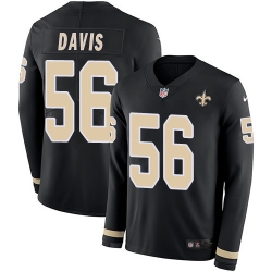 Nike Saints #56 DeMario Davis Black Team Color Men Stitched NFL Limited Therma Long Sleeve Jersey