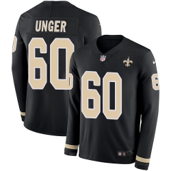 Nike Saints #60 Max Unger Black Team Color Men Stitched NFL Limited Therma Long Sleeve Jersey