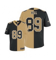 Nike Saints #89 Josh Hill Black Gold Mens Stitched NFL Elite Split Jersey