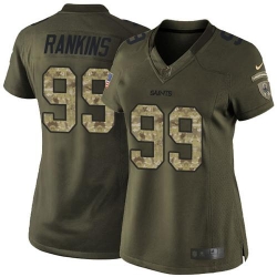 Nike Saints #99 Sheldon Rankins Green Womens Stitched NFL Limited Salute to Service Jersey