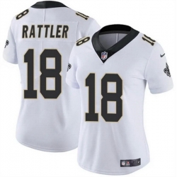 Women New Orleans Saints 18 Spencer Rattler White Vapor Stitched Game Jersey