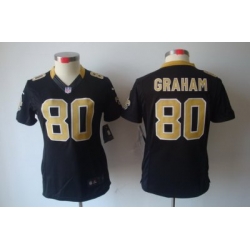 Women Nike New Orleans Saints 80# Graham Black[Women's NIKE LIMITED Jersey]