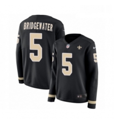 Womens Nike New Orleans Saints 5 Teddy Bridgewater Limited Black Therma Long Sleeve NFL Jersey