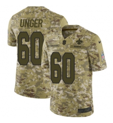 Youth Nike Saints 60 Max Unger Camo Stitched NFL Limited 2018 Salute to Service Jersey