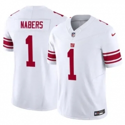 Men New York Giants 1 Malik Nabers White Vapor Nike Stitched Jersey