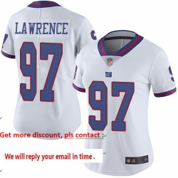 Giants 97 Dexter Lawrence White Women Stitched Football Limited Rush Jersey