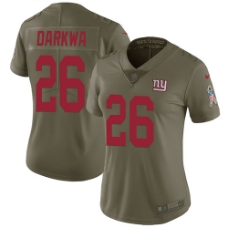 Nike Giants #26 Orleans Darkwa Olive Womens Stitched NFL Limited 2017 Salute to Service Jersey