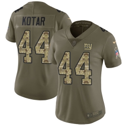 Nike Giants #44 Doug Kotar Olive Camo Womens Stitched NFL Limited 2017 Salute to Service Jersey