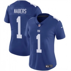 Women New York Giants 1 Malik Nabers Blue Vapor Stitched Jersey