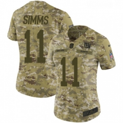 Womens Nike New York Giants 11 Phil Simms Limited Camo 2018 Salute to Service NFL Jersey