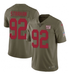 Youth Nike Giants #92 Michael Strahan Olive Stitched NFL Limited 2017 Salute to Service Jersey