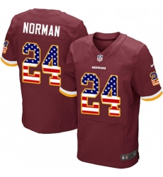 Mens Nike Washington Redskins 24 Josh Norman Elite Burgundy Red Home USA Flag Fashion NFL Jersey